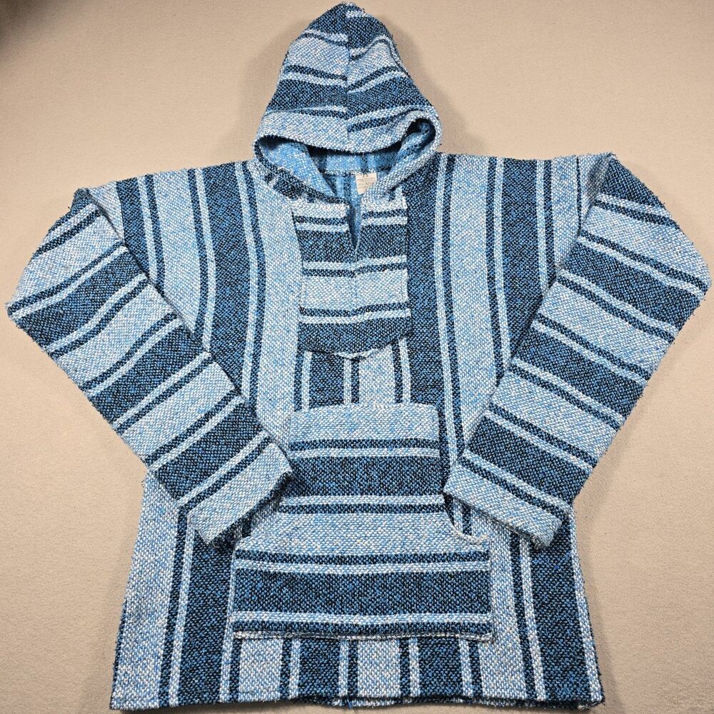 Artesanias Mickey Men's Large Blue Pullover Hoodie Surfer Skater Drug Rug